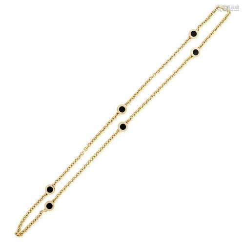 An eighteen karat gold and onyx necklace, Bulgari,