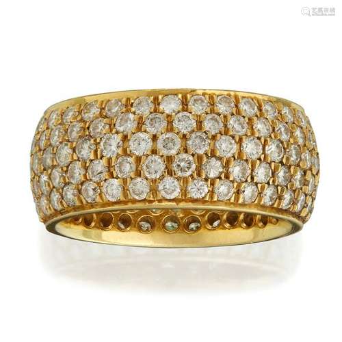 An eighteen karat gold and diamond band,