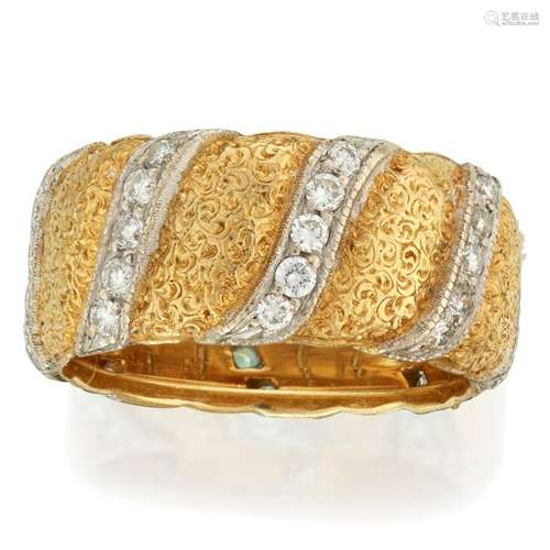 An eighteen karat gold and diamond band, Buccellati,