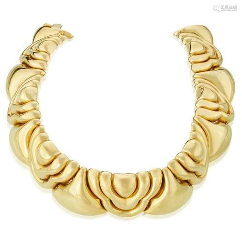 An eighteen karat gold collar necklace,