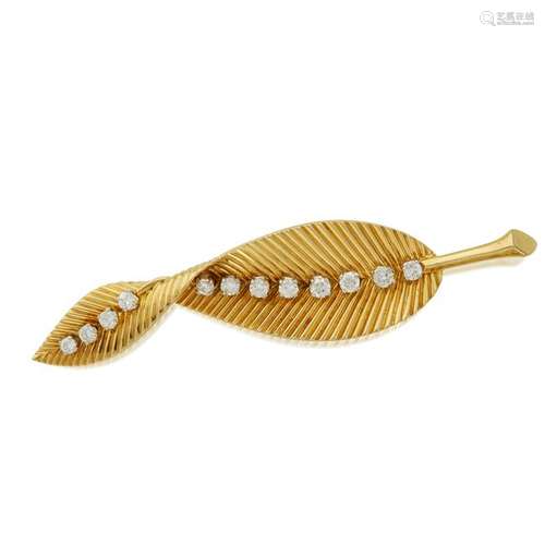 An eighteen karat gold and diamond pin, Van Cleef &