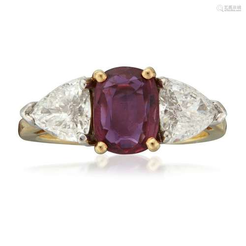 A ruby, diamond, and eighteen karat gold ring,