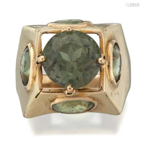 An alexandrite and fourteen karat gold ring,