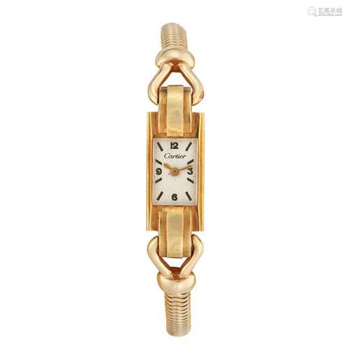 A Retro eighteen karat gold bracelet wristwatch,