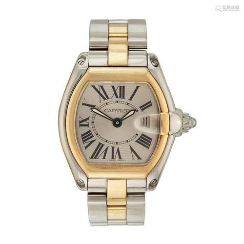 A stainless steel and gold bracelet wristwatch with