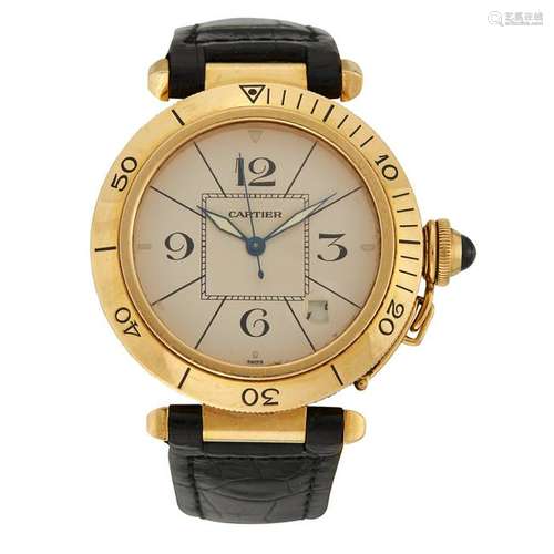 An eighteen karat gold automatic strap wristwatch with