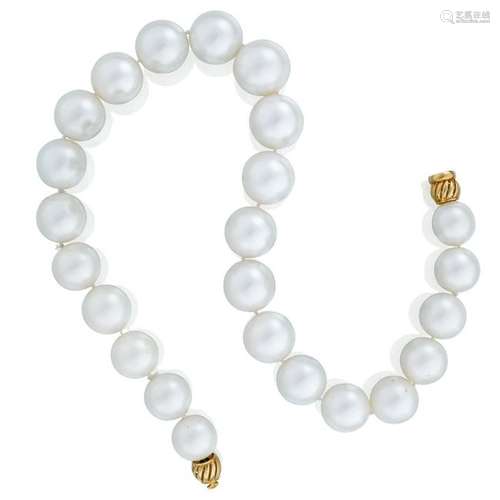 A semi-baroque South Sea cultured pearl and eighteen