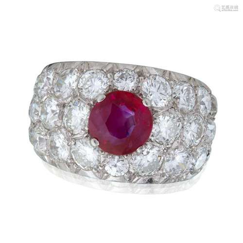 A ruby and diamond ring,