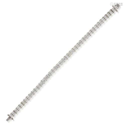 A diamond and eighteen karat white gold line bracelet,