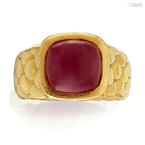 An eighteen karat gold and ruby ring, Angela Cummings,