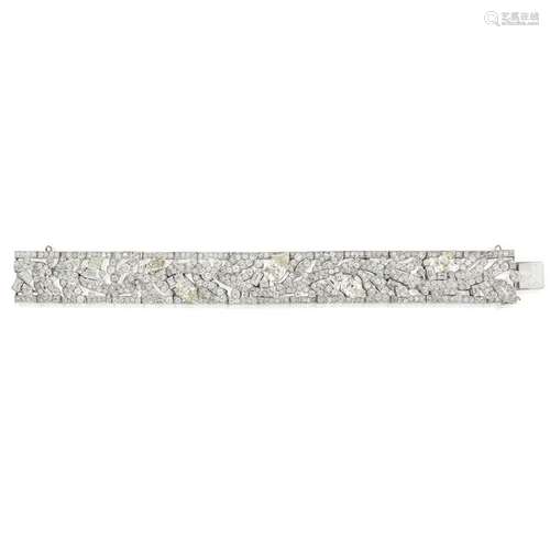 A diamond and platinum strap bracelet, Cartier, Paris