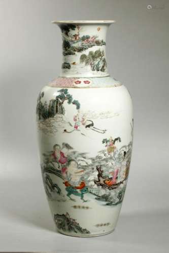 Large Chinese Qing Daoist Paradise Porcelain Vase