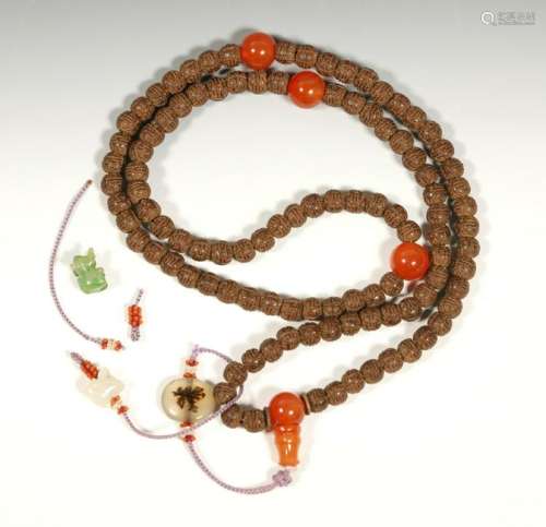 Chinese Chenxiangmu Carnelian Bead Rosary