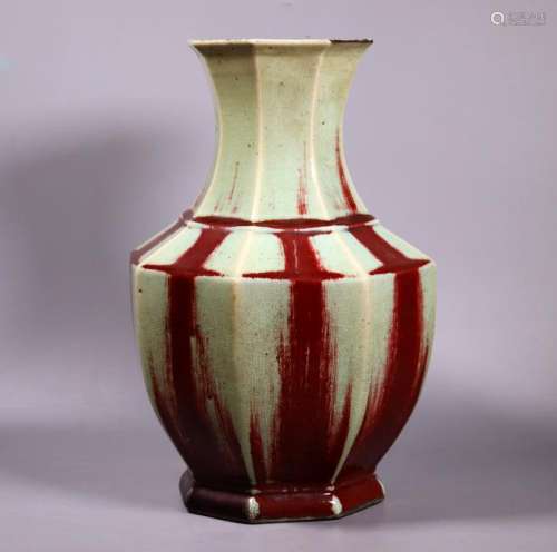 Chinese Octagonal 18 / 19 C Langyao Porcelain Vase