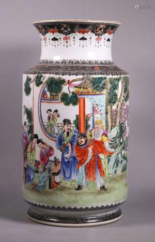 Large Chinese Fencai Enameled Porcelain Vase