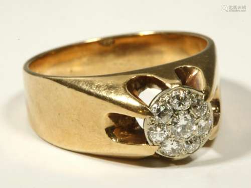 14 K Gold & Diamond Man Sized Ring; 12.5G