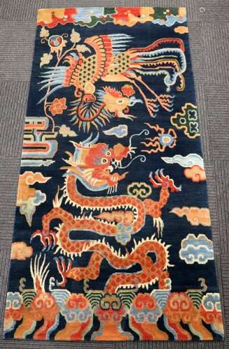 Fine +Tibetan Dragon & Phoenix Pilar Carpet