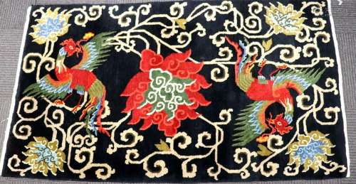 Fine Tibetan Double Phoenix & Lotus Carpet