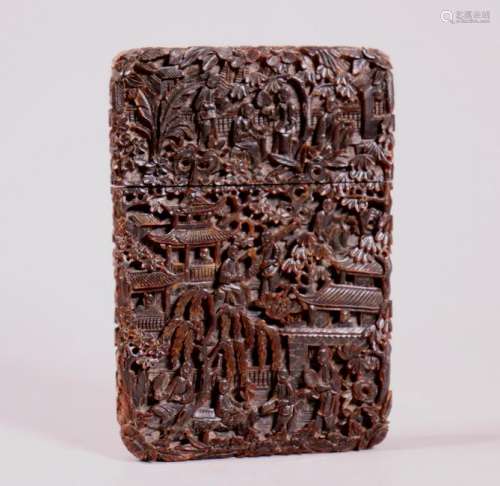 Fine Chinese 19 C Turtle Carved Calling Card Case