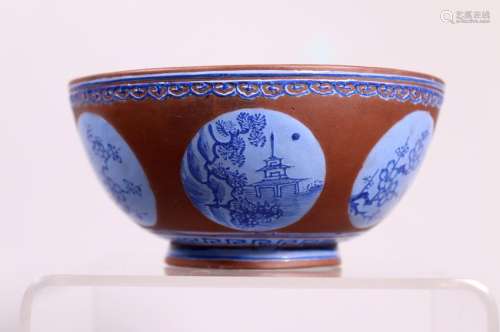 Chinese Qing Crackle Enameled Yixing Teabowl