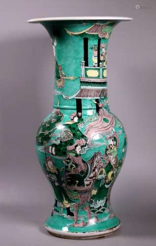Chinese 19 C Famile Verte Enameled Porcelain Vase