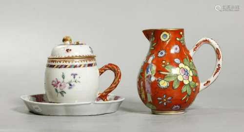 Three Chinese Porcelains; Clobbered Jug, Mustard