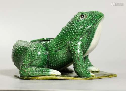 Chinese 18/19 C Green Enameled Frog Porcelain
