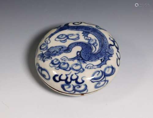 Chinese 19 C Soft Paste Porcelain Chilong Box