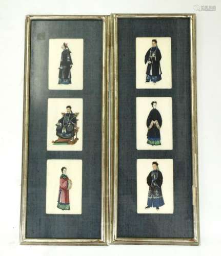 Six 19C Chinese Paintings Mandarins Court Dress