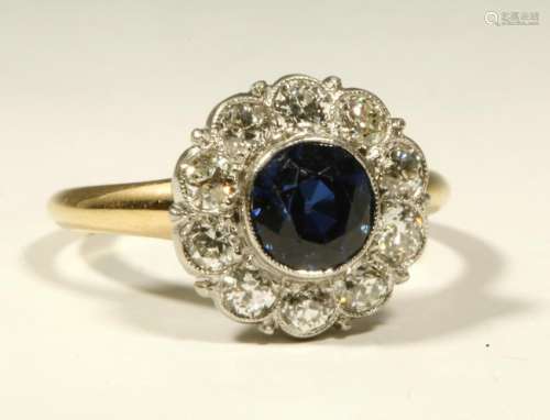 Sapphire & Old Mine Diamond 14K Ladies Ring