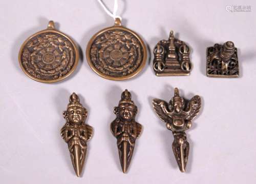 7 Antique Tibetan Bronze Votive Pendants