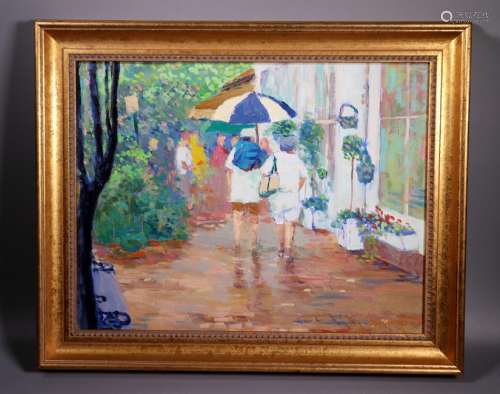 James Harrington; Oil Summer People with Umbrella