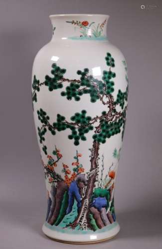 Chinese 3 Friends Winter Enameled Porcelain Vase