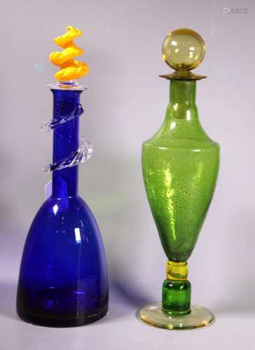 2 Carlo Moretti Murano Glass 1994-95 Decanters