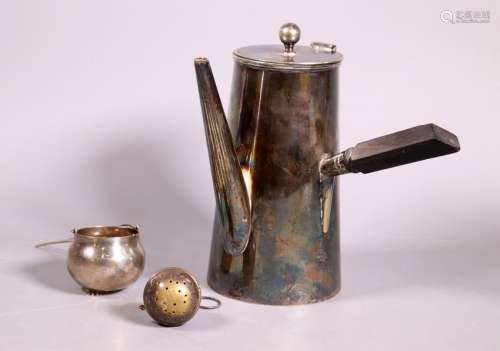 3 Silver Tea Articles, Water Pot, and 2 Strainers