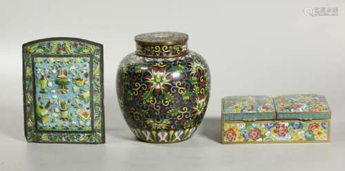 3 Chinese Qing Dynasty Cloisonne & Enamels