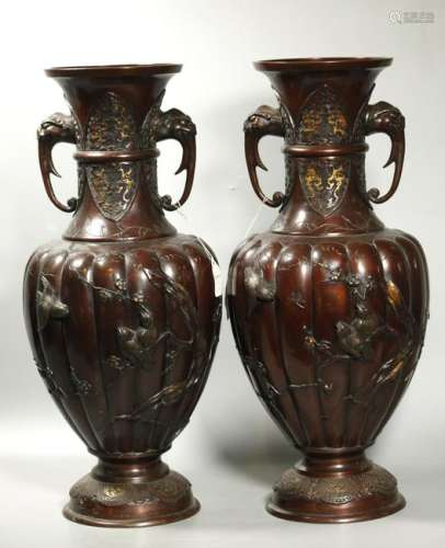 Christie's Pr Lg Japanese Meiji Bronze Temple Vase