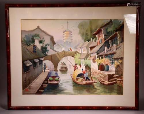 Cao Daqing; View of Suzhou Watercolor on Paper