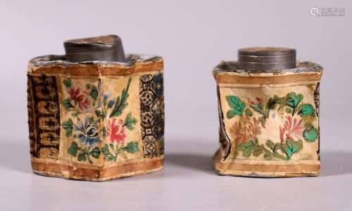 2 Chinese Qing Tea Canisters Original Labels