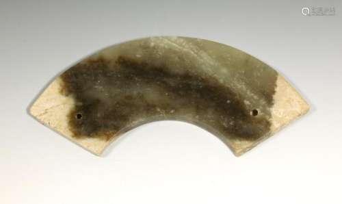 Chinese Archaistic Polished Jade Bi Circle Section