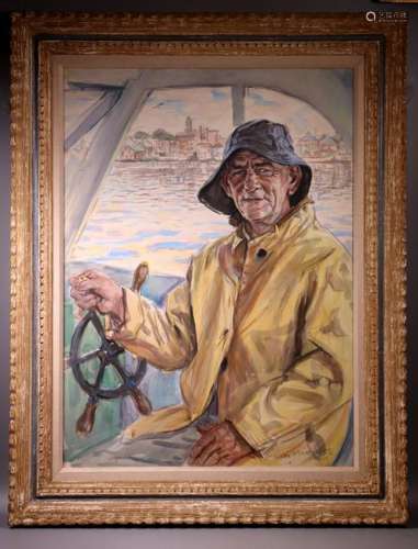 Joseph Margulies; Watercolor Portrait Sea Captain