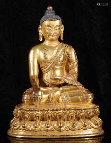 明代 銅鎏金釋迦牟尼佛