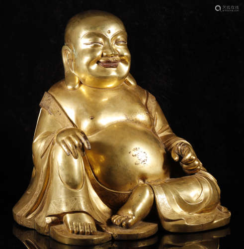 清代 銅鎏金彌勒佛像（超大）