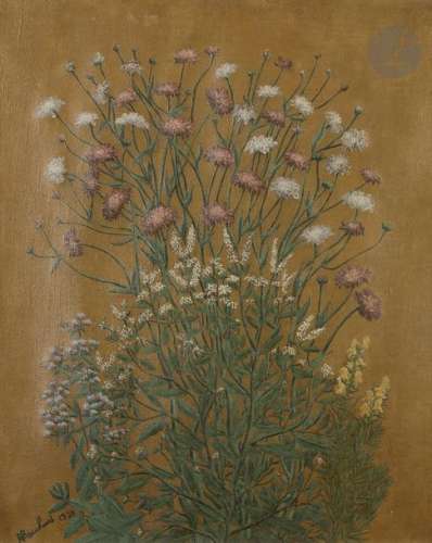 André BAUCHANT (1873 1958) Fleurs sur fond brun, 1…