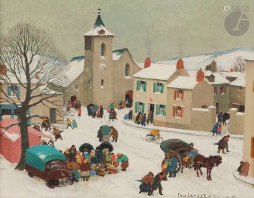 Paul LEMASSON (1897 1971) Le Marché sous la neige …