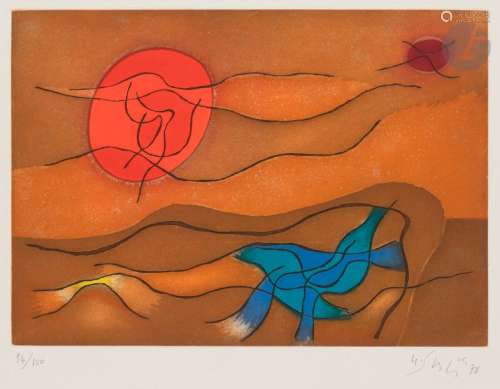 Gustave SINGIER (1909 1984) Soleil rouge ou soleil…