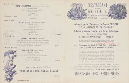 Daniel SPOERRI (né en 1930) Menu invitation du Res…