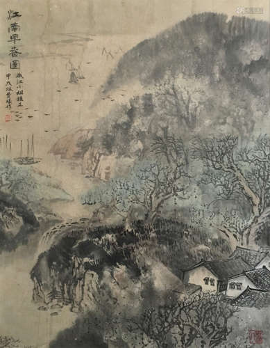 近代 费曦  山水