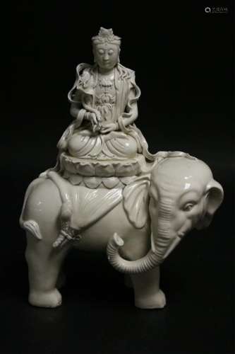 Blanc de Chine Guanyin Riding Elephant