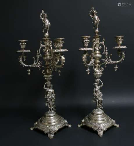 Pr. Bruckmann & Sohne Silver Figural Candelabra